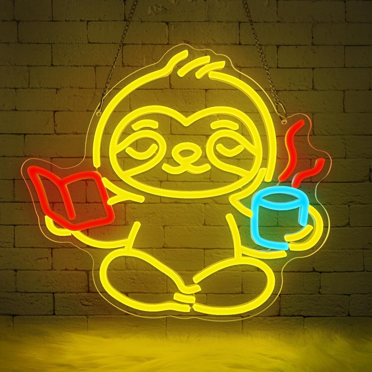 Home Office In Living Room - 나무늘보 네온사인 USB 디밍 가능 LED
