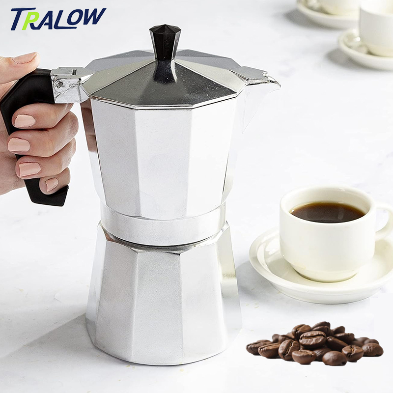 Home Office Moka - TRALOW 이탈리아식 스토브탑 에스프레소 메이커, 실버