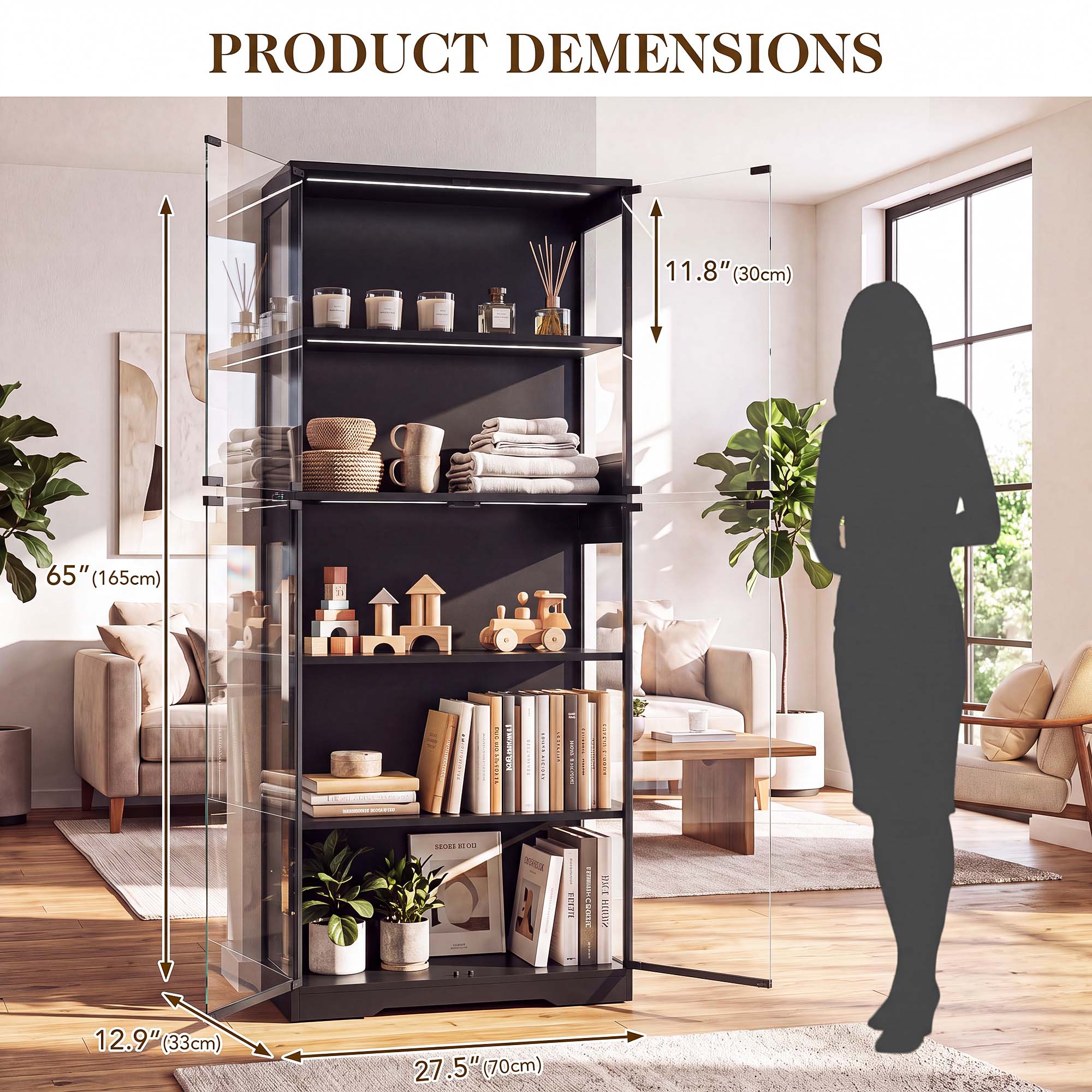 TCGBKAF 5단 디스플레이 캐비닛(유리 도어 포함) - Home Office In Living Room 리뷰 및 가격