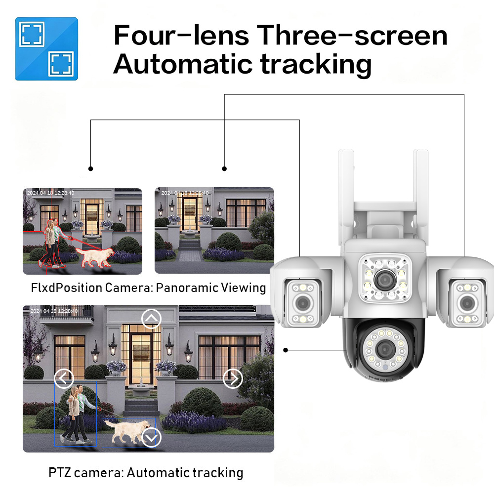 8K 15MP WiFi 카메라 야외용 4렌즈 트리플 스 - Home Office With View 리뷰 및 가격