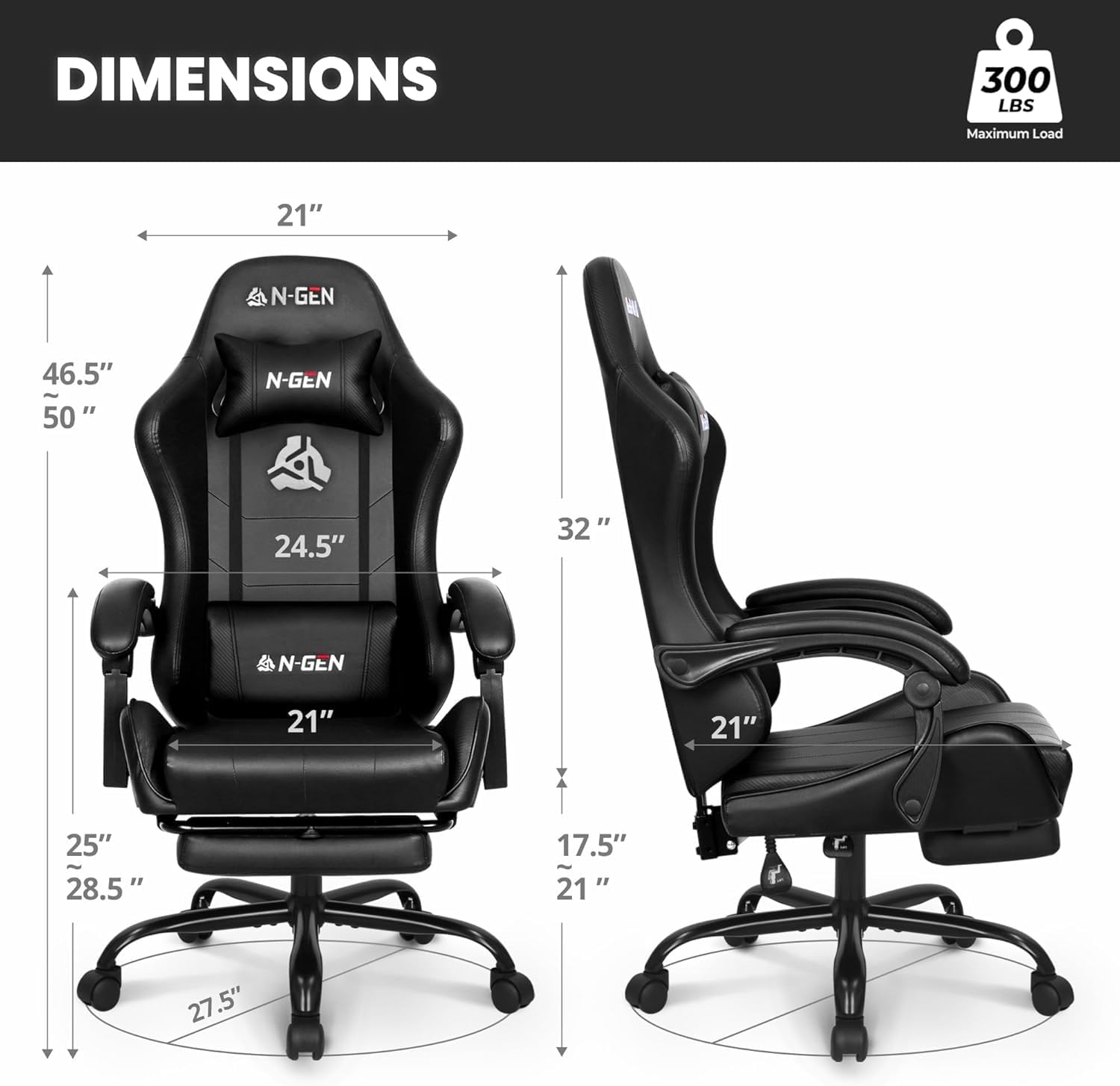 발받침대와 요추 지지대가 있는 게이밍 의자, 홈 오피스 - Home Office Desks 리뷰 및 가격