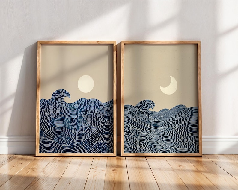 2pcs Japandi 미니멀리스트 달 초승달 캔버스  - Home Office For Two 리뷰 및 가격