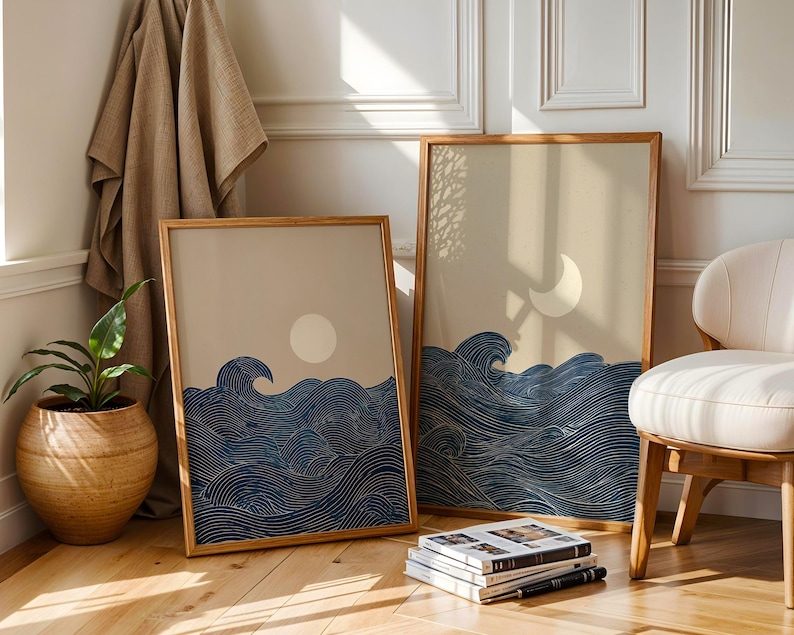 2pcs Japandi 미니멀리스트 달 초승달 캔버스  - Home Office For Two 리뷰 및 가격
