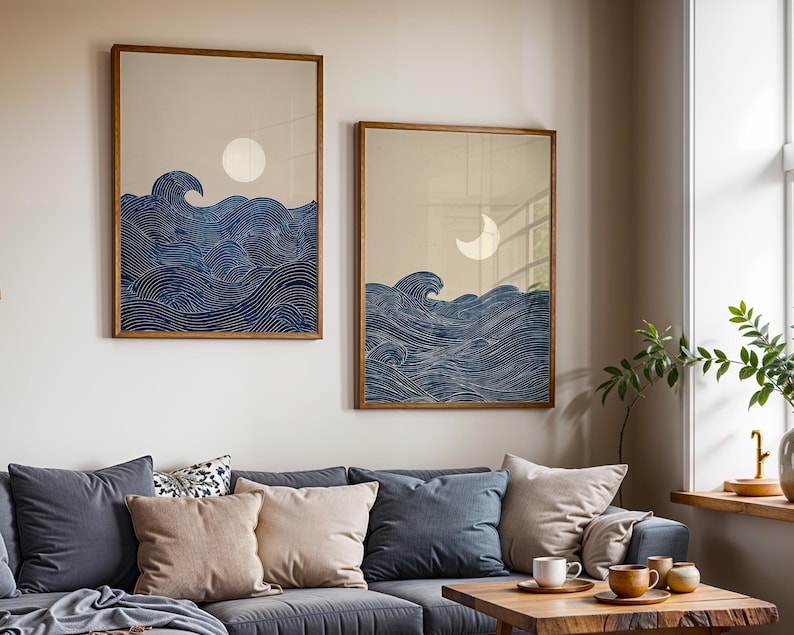 2pcs Japandi 미니멀리스트 달 초승달 캔버스  - Home Office For Two 리뷰 및 가격