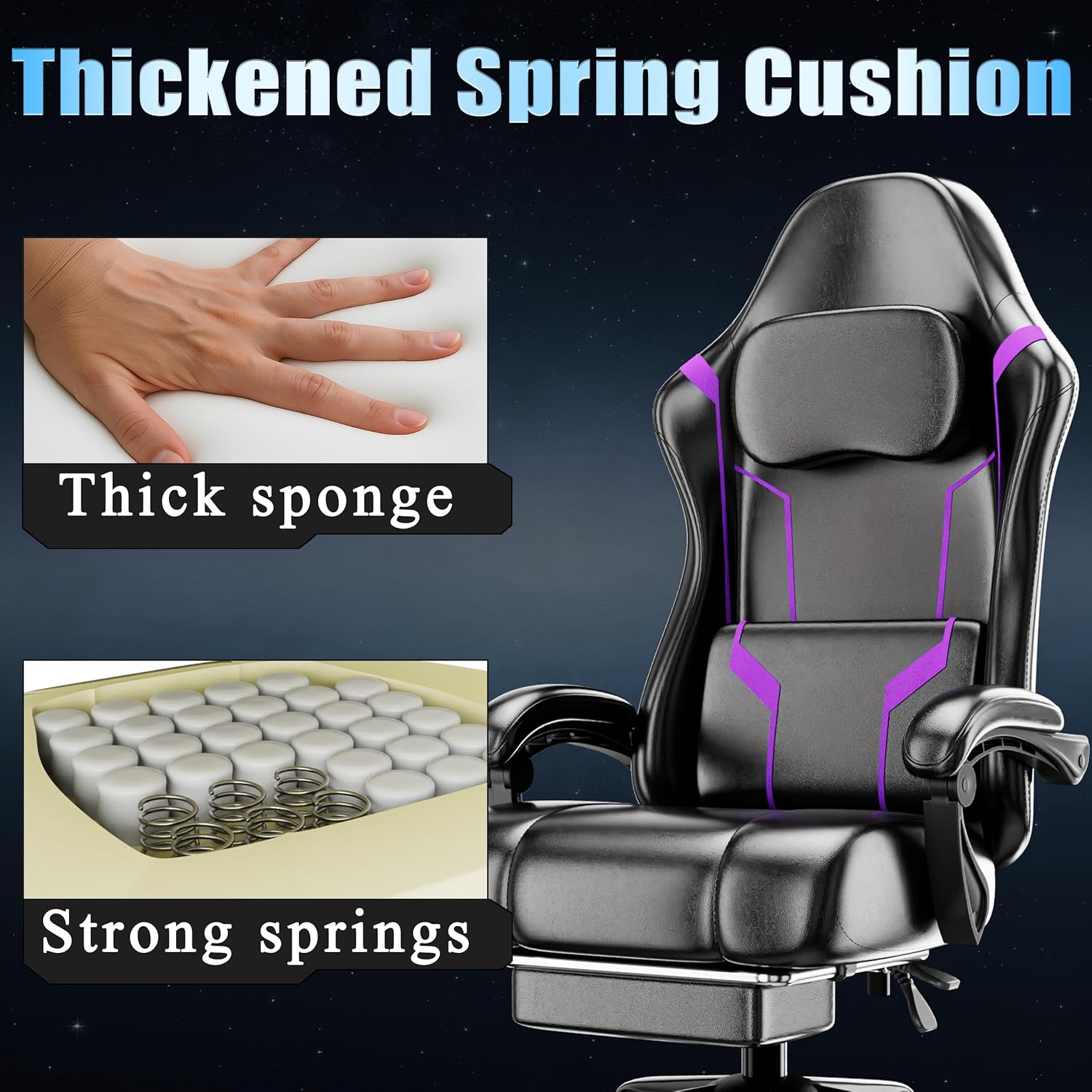 포켓 스프링 쿠션과 발판이 있는 인체공학적 게이밍 의자 - Home Office Chair 리뷰 및 가격