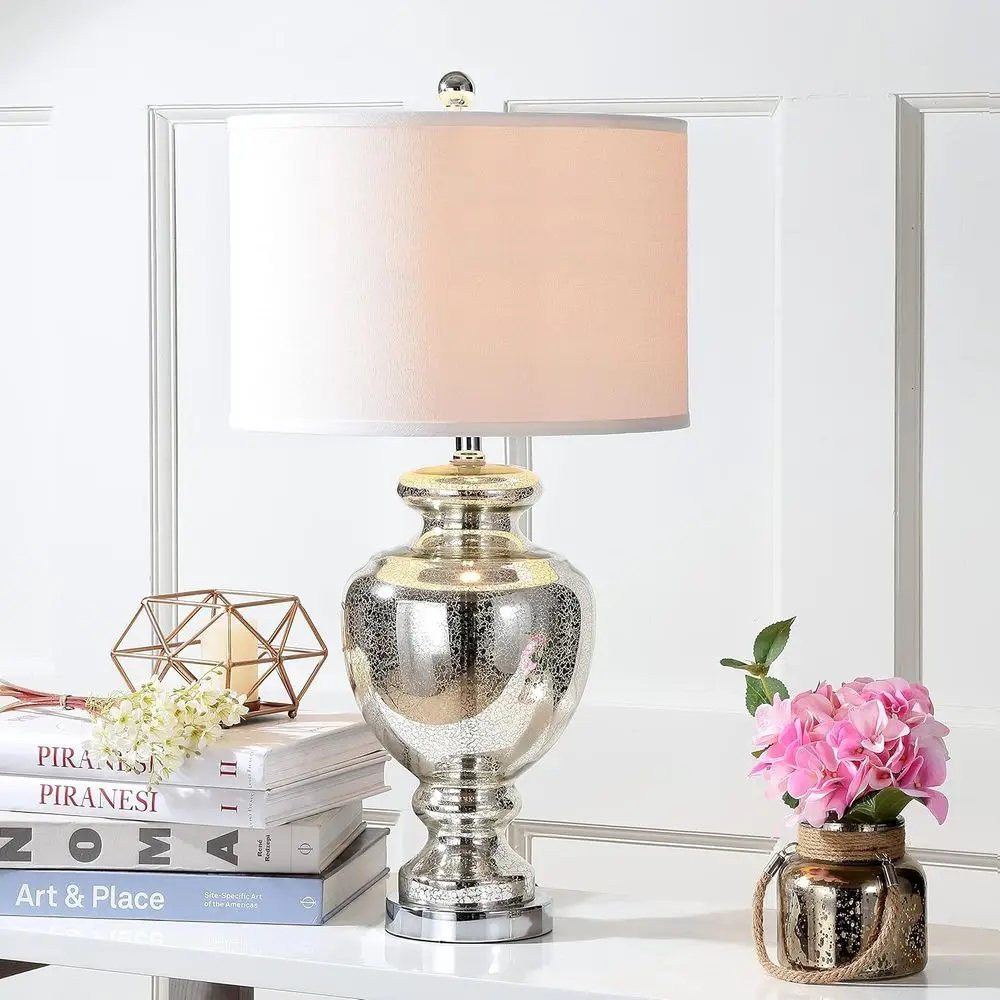 머큐리 실버 크랙글라스 28인치 테이블 램프(LED 전 - Home Office In Living Room 리뷰 및 가격