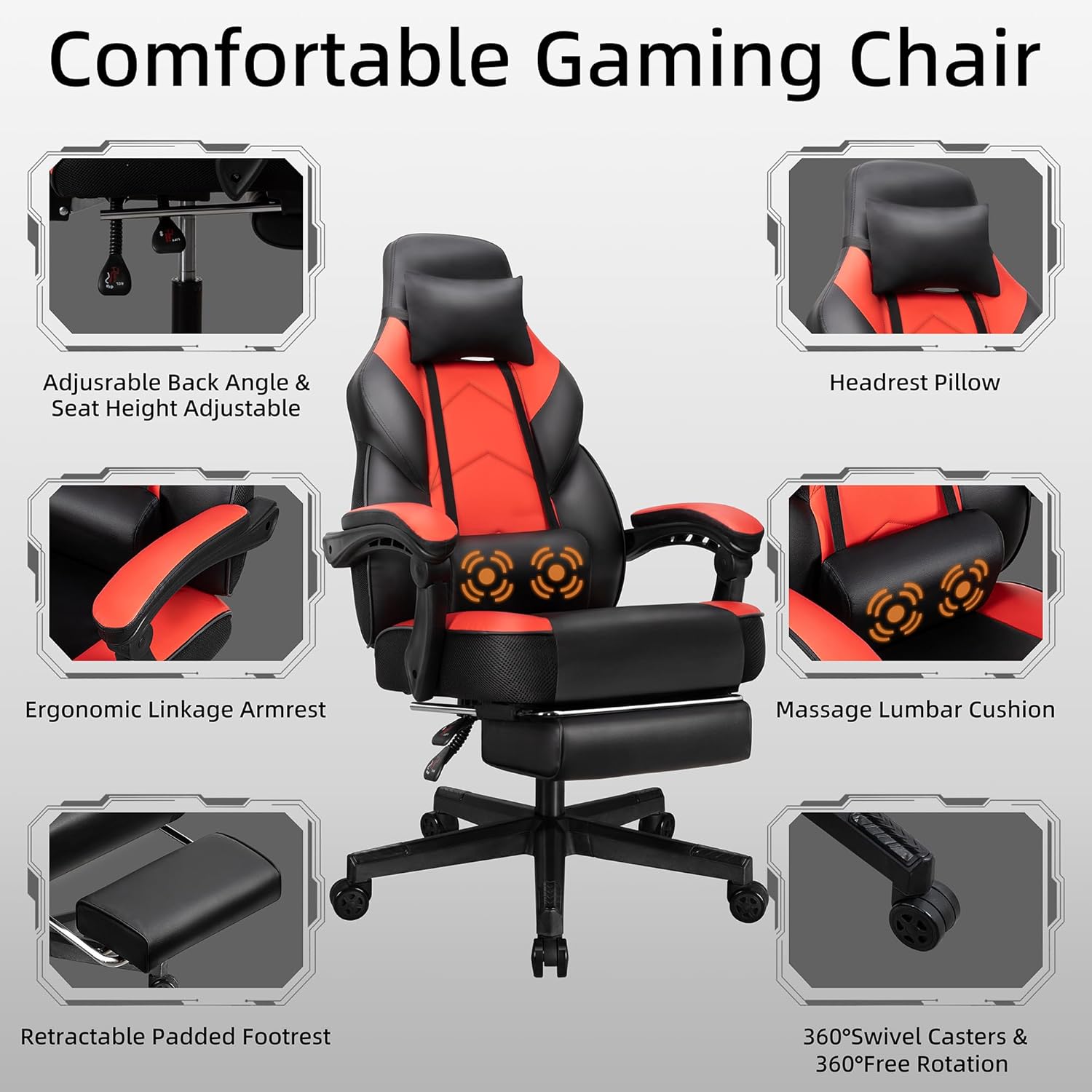 발 받침대, 마사지 요추 지지대, 홈 오피스 및 레이싱 - Home Office Chair 리뷰 및 가격