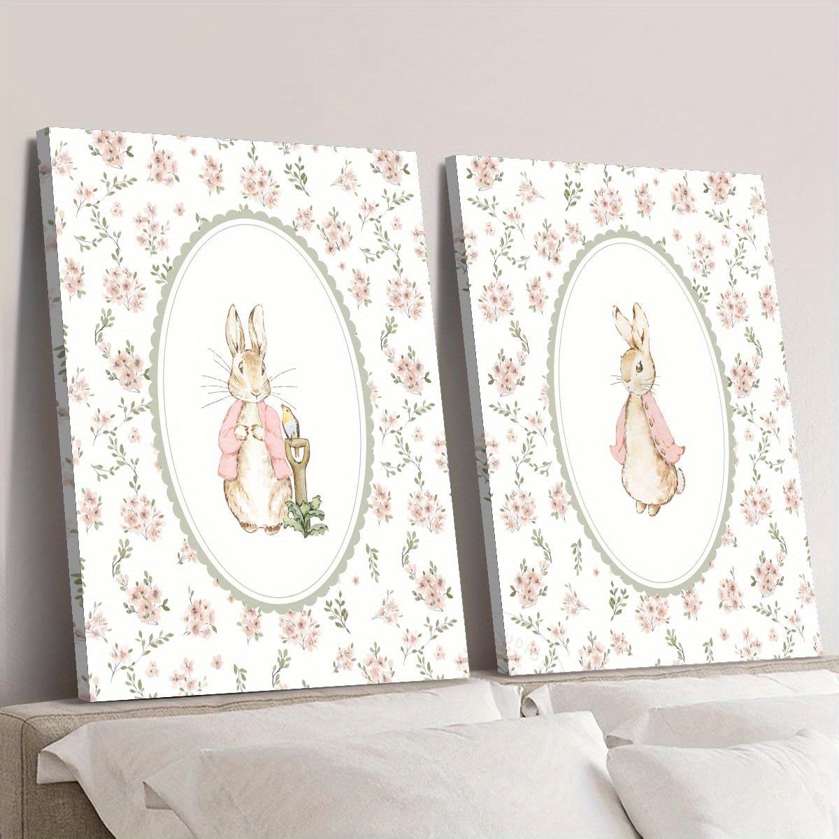 2pcs 레트로 부활절 토끼 캔버스 인쇄 아트, 프레임 - Home Office For Two 리뷰 및 가격