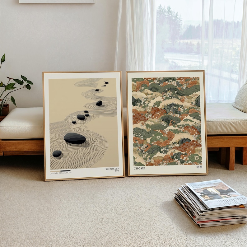 2pcs Japandi Zen 캔버스 벽 아트 포스터, - Home Office For Two 리뷰 및 가격