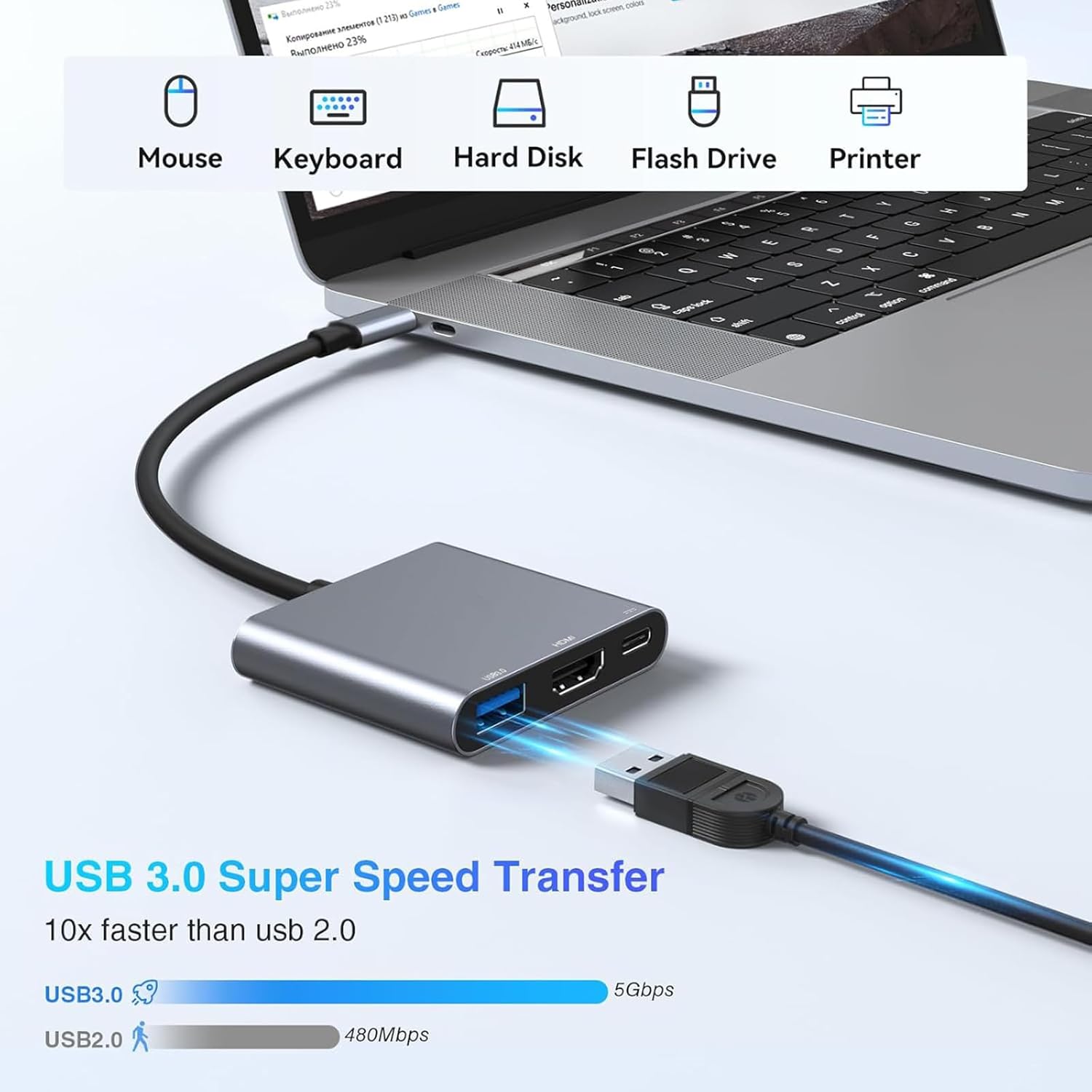3-In-1 Type-C USB 허브 남성-여성 HDM - Home Office For Mac 리뷰 및 가격