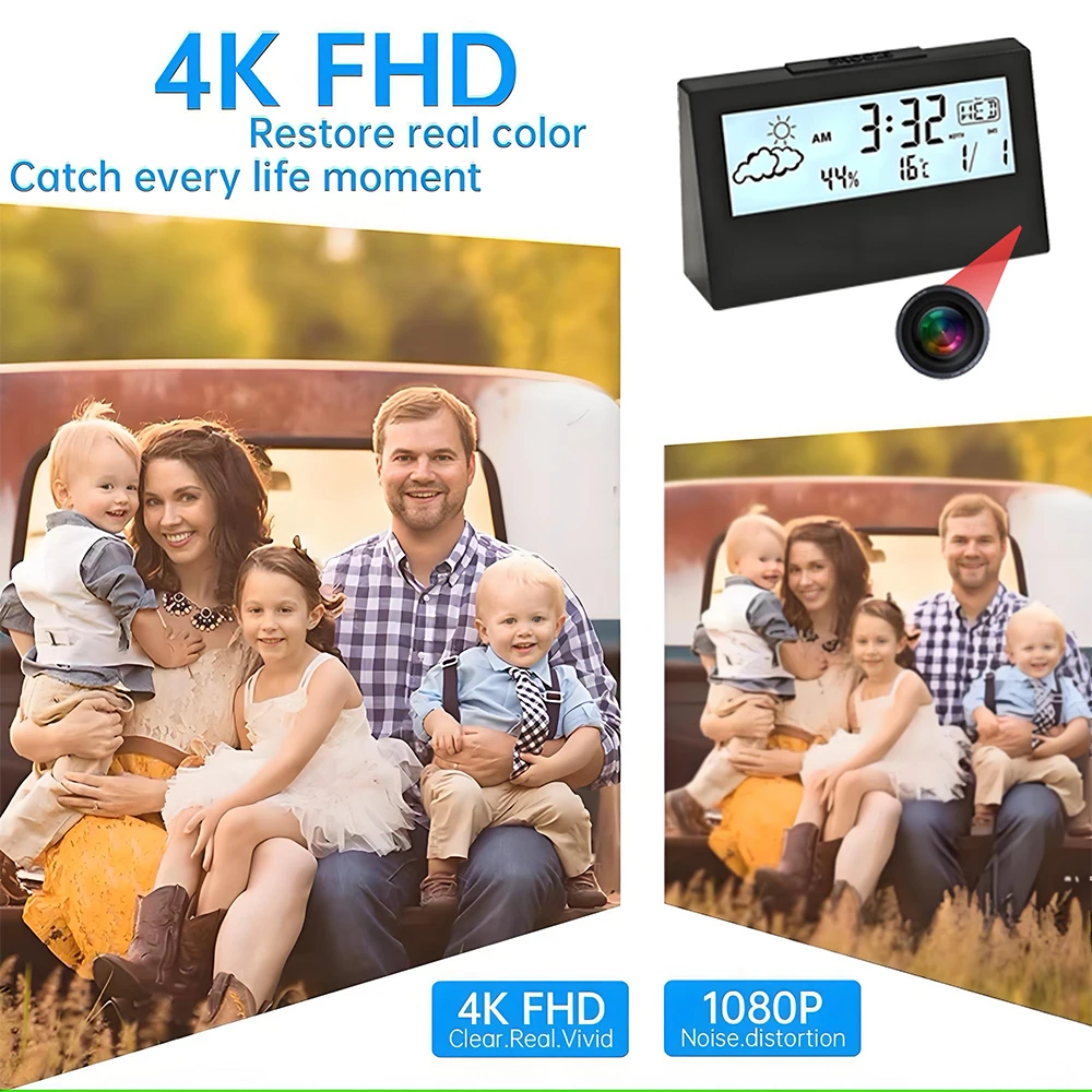 4K WiFi 시계 카메라 (모션 감지 기능 포함) | - Home Office With View 리뷰 및 가격